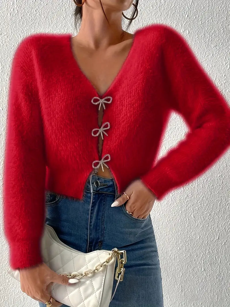 Fluffy Cardigan med Sløyfe | Sammen mot brystkreft