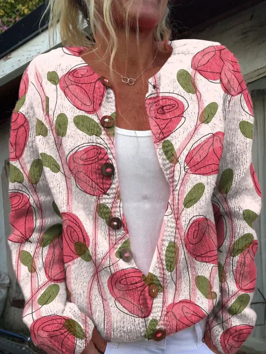 Shane™ -Blomstercardigan med Knapper