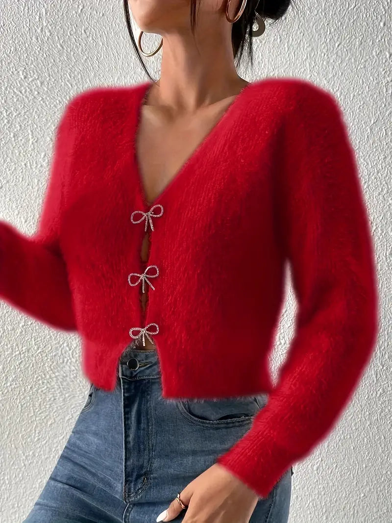 Fluffy Cardigan med Sløyfe | Sammen mot brystkreft