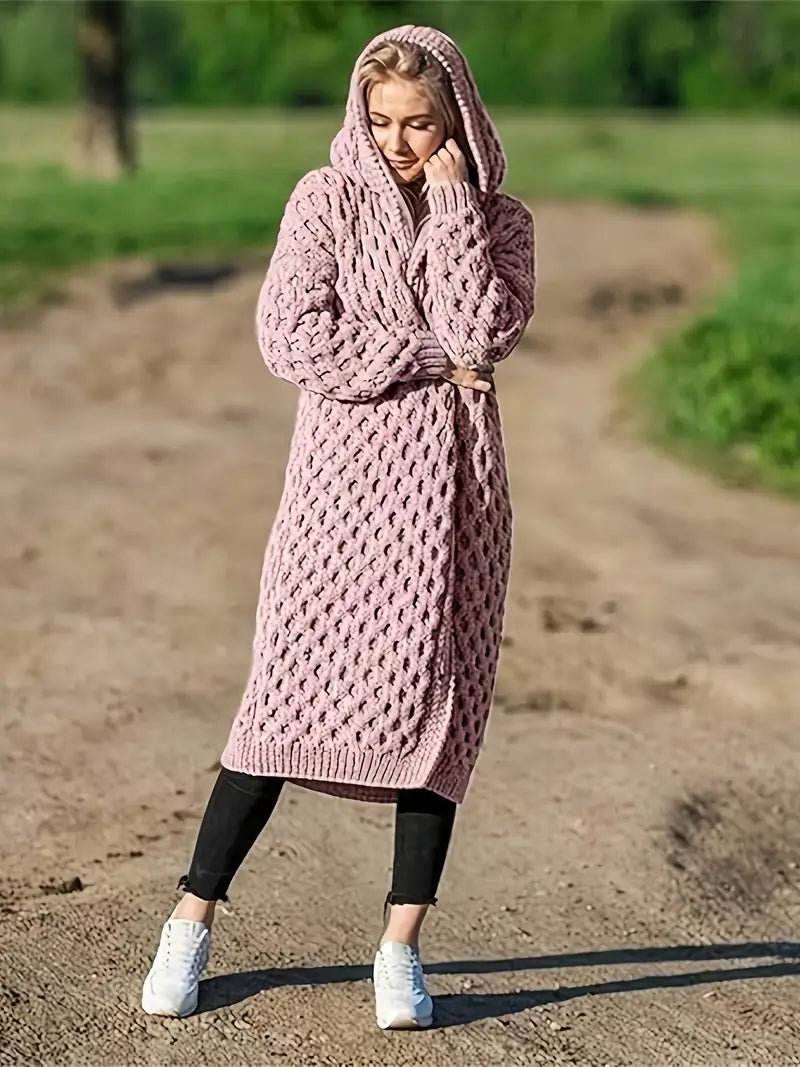 Strikket hettegenser Cardigan | Sammen mot brystkreft