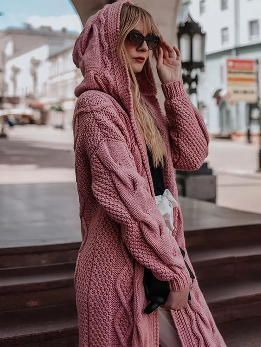 Lang Strikket Cardigan | Sammen mot brystkreft