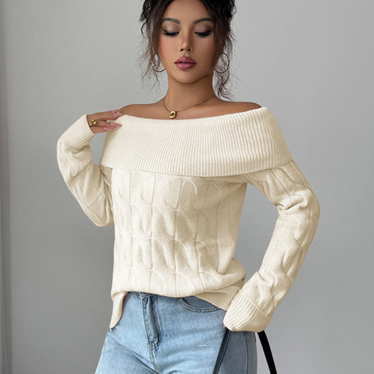 Ellah™ – Skulderfri Strikket Genser