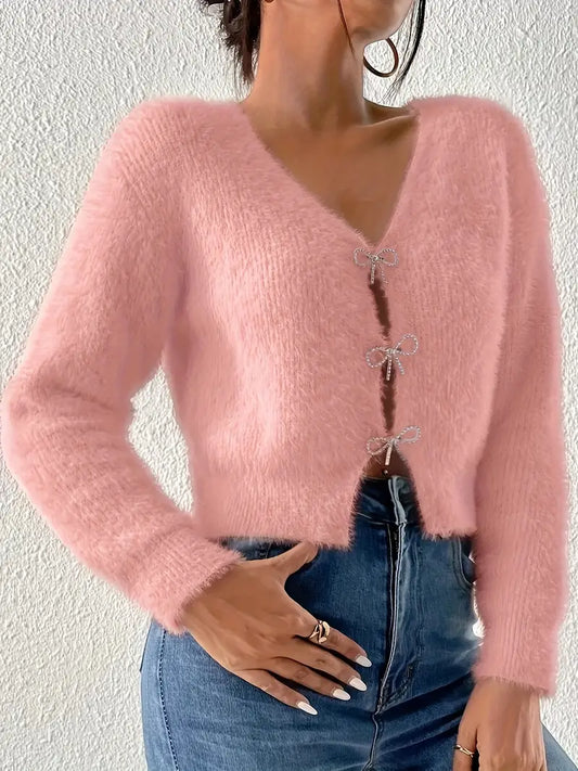 Fluffy Cardigan med Sløyfe | Sammen mot brystkreft