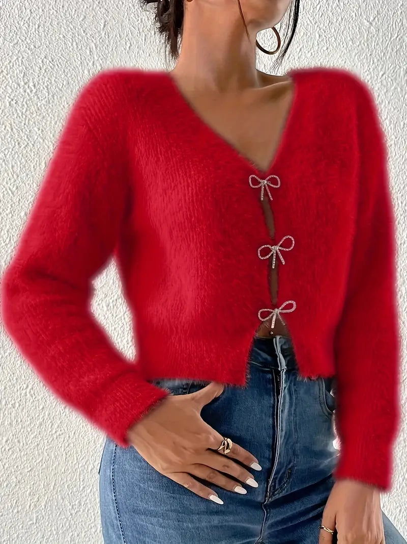 Fluffy Cardigan med Sløyfe | Sammen mot brystkreft