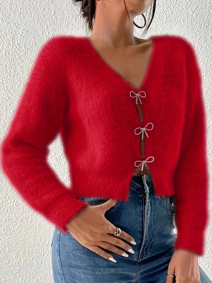 Fluffy Cardigan med Sløyfe | Sammen mot brystkreft