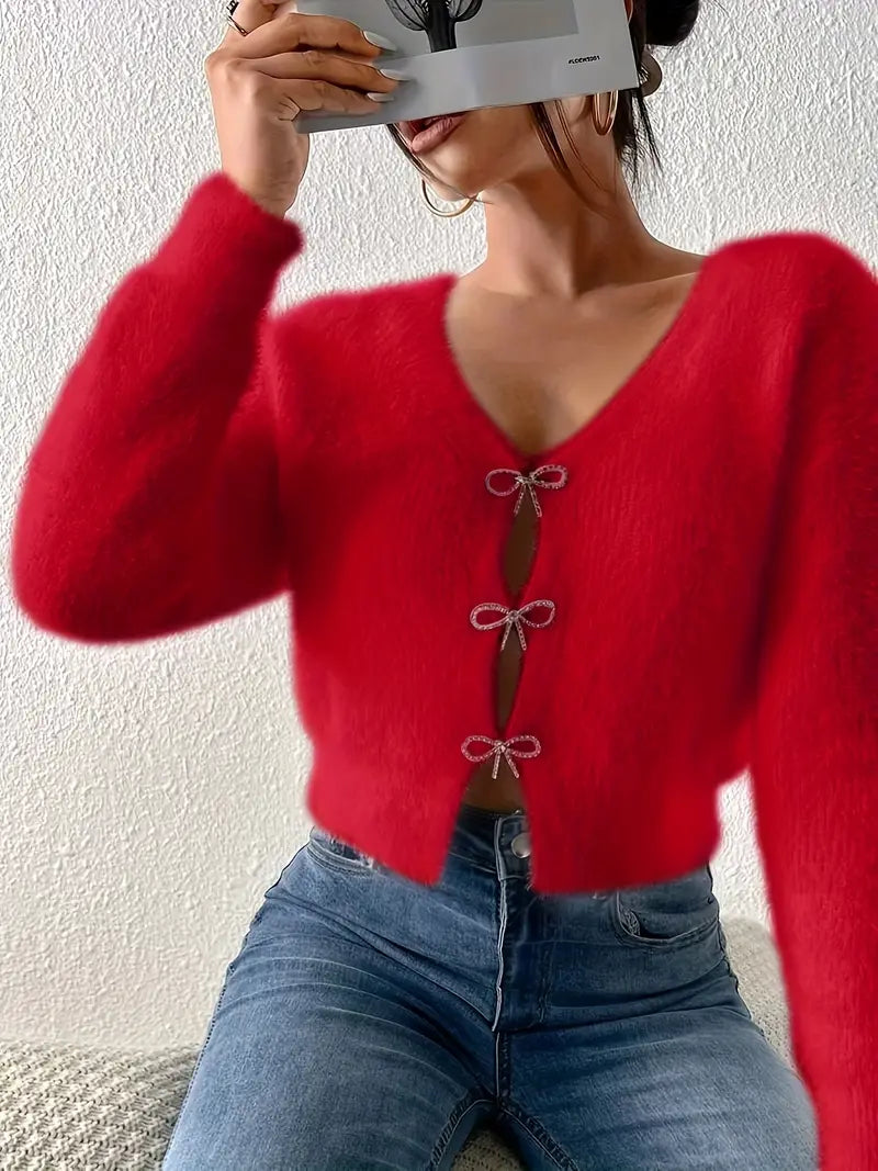 Fluffy Cardigan med Sløyfe | Sammen mot brystkreft