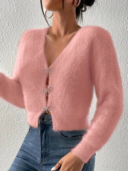 Fluffy Cardigan med Sløyfe | Sammen mot brystkreft